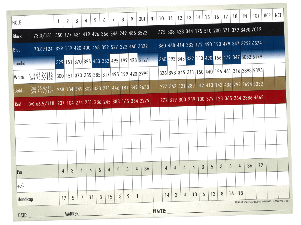 Scorecard Mystic Dunes Golf Club
