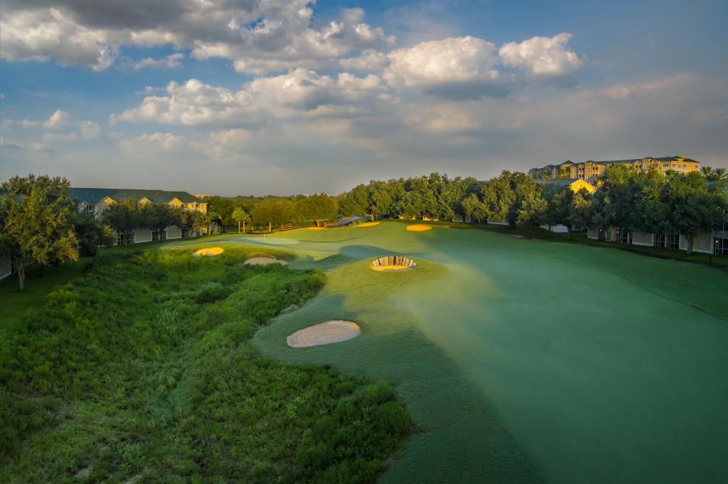 Mystic Dunes Golf Course Green  AERIAL